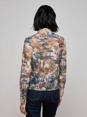 Maia Printed Lace Blouse in Tan Multi Western Toile | L'AGENCE near me