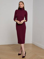Voletta Turtleneck Midi Dress in Dark Port | L'AGENCE online