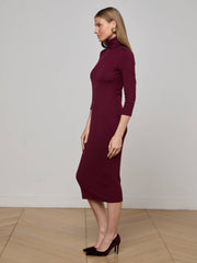 Voletta Turtleneck Midi Dress in Dark Port | L'AGENCE online