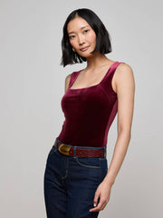 Molly Velvet Bodysuit in Dark Port | L'AGENCE US