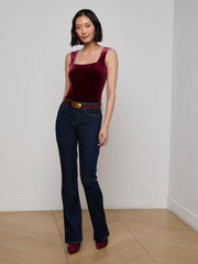 Molly Velvet Bodysuit in Dark Port | L'AGENCE US
