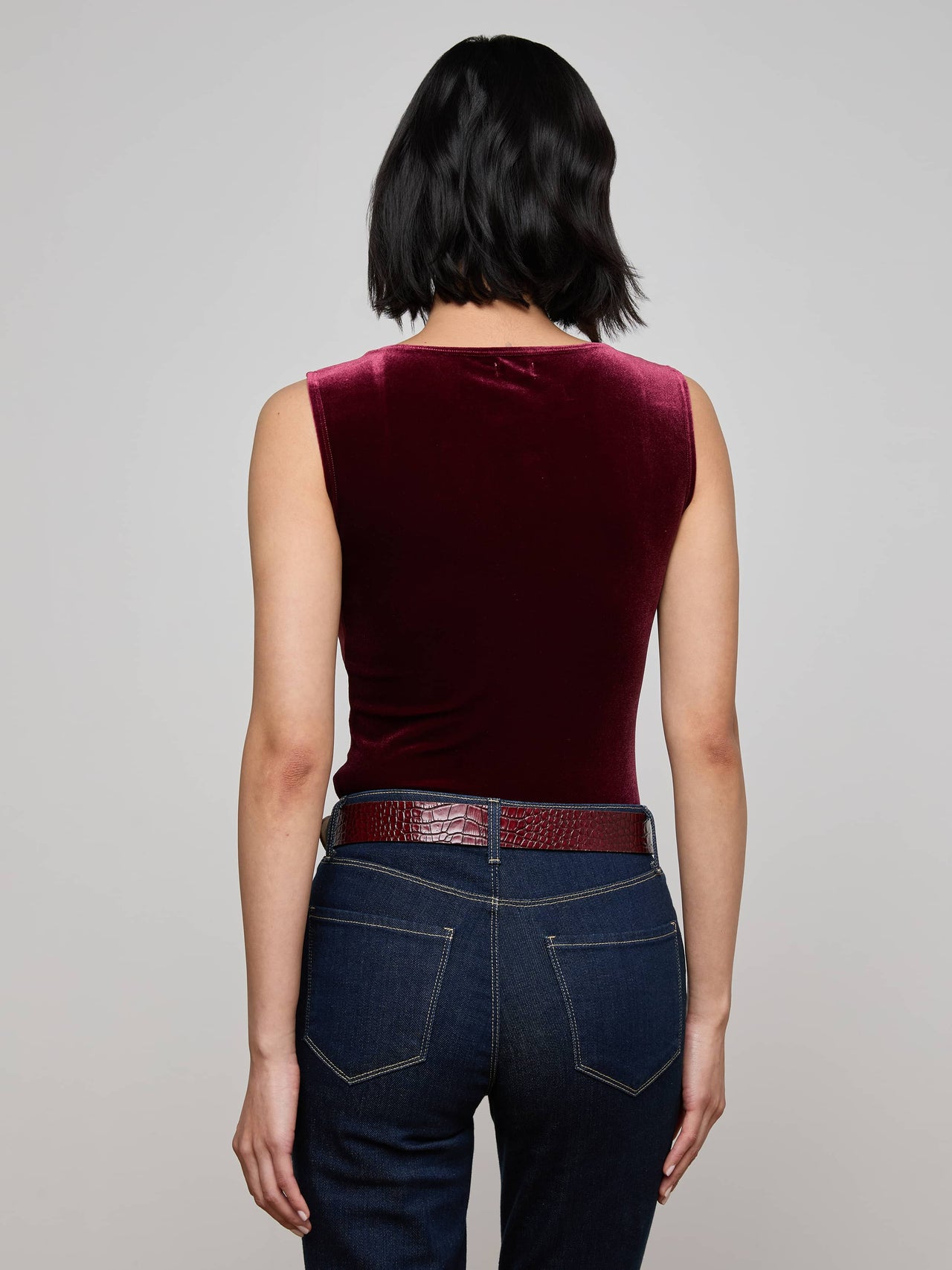 Molly Velvet Bodysuit in Dark Port | L'AGENCE US