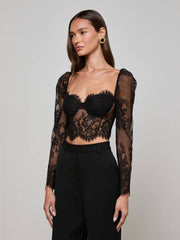 Lori Lace Bustier Top in Black | L'AGENCE Women