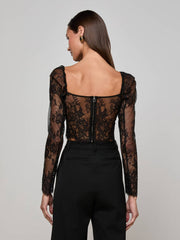 Lori Lace Bustier Top in Black | L'AGENCE Women
