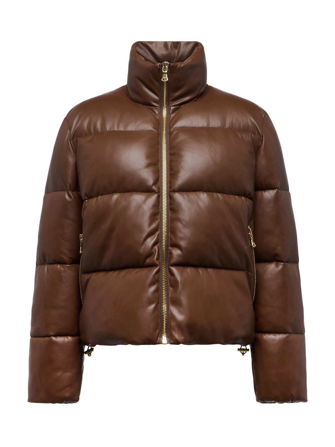 Larsen Vegan Leather Puffer Jacket in Carafe Brown/Valencia Leopard | L'AGENCE discount