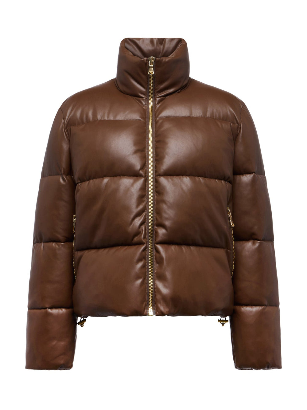 Larsen Vegan Leather Puffer Jacket in Carafe Brown/Valencia Leopard | L'AGENCE discount