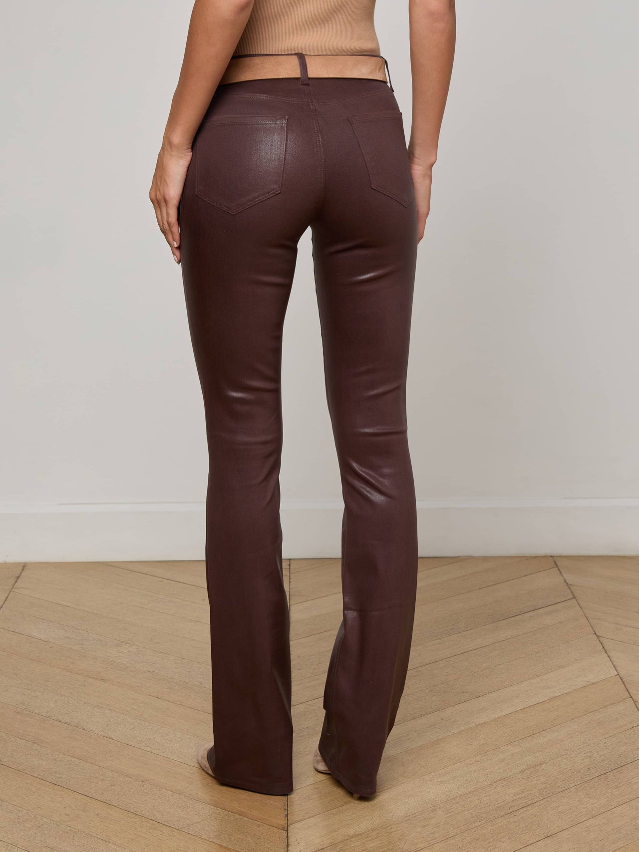Selma Coated Bootcut Jean in Chocolate Coated | L'AGENCE for sale