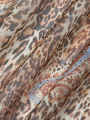Viola Silk Gown in Brown/Blue Valencia Leopard | L'AGENCE near me