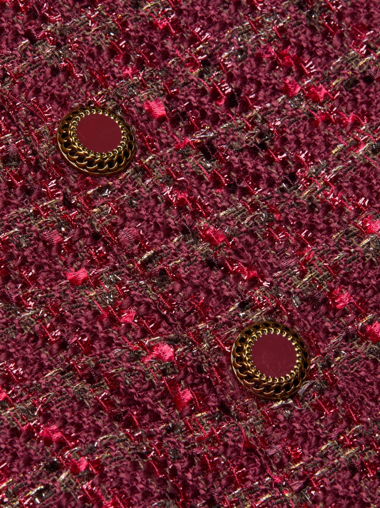 Cove Cropped Tweed Jacket in Brown/Black Cherry Multi Tweed | L'AGENCE online