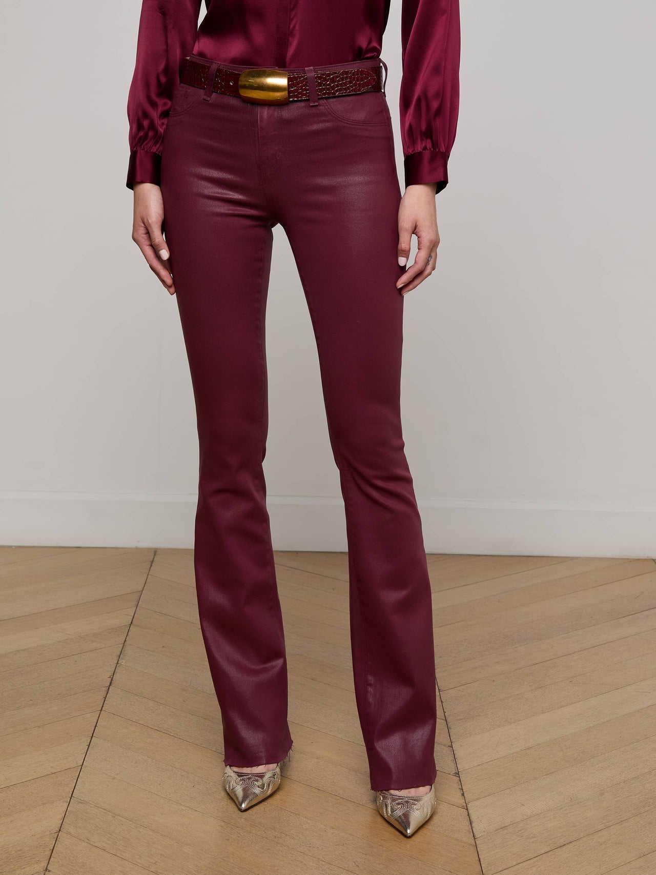 Ruth Coated Straight-Leg Jean in Dark Port Coated | L'AGENCE US