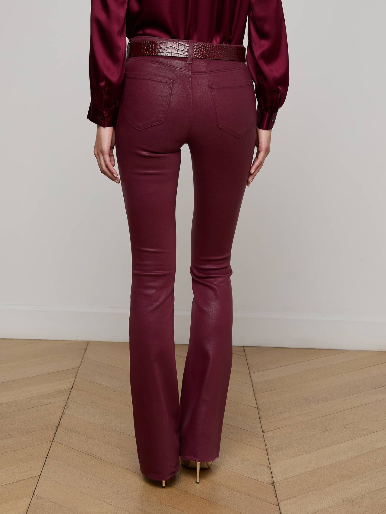 Ruth Coated Straight-Leg Jean in Dark Port Coated | L'AGENCE US