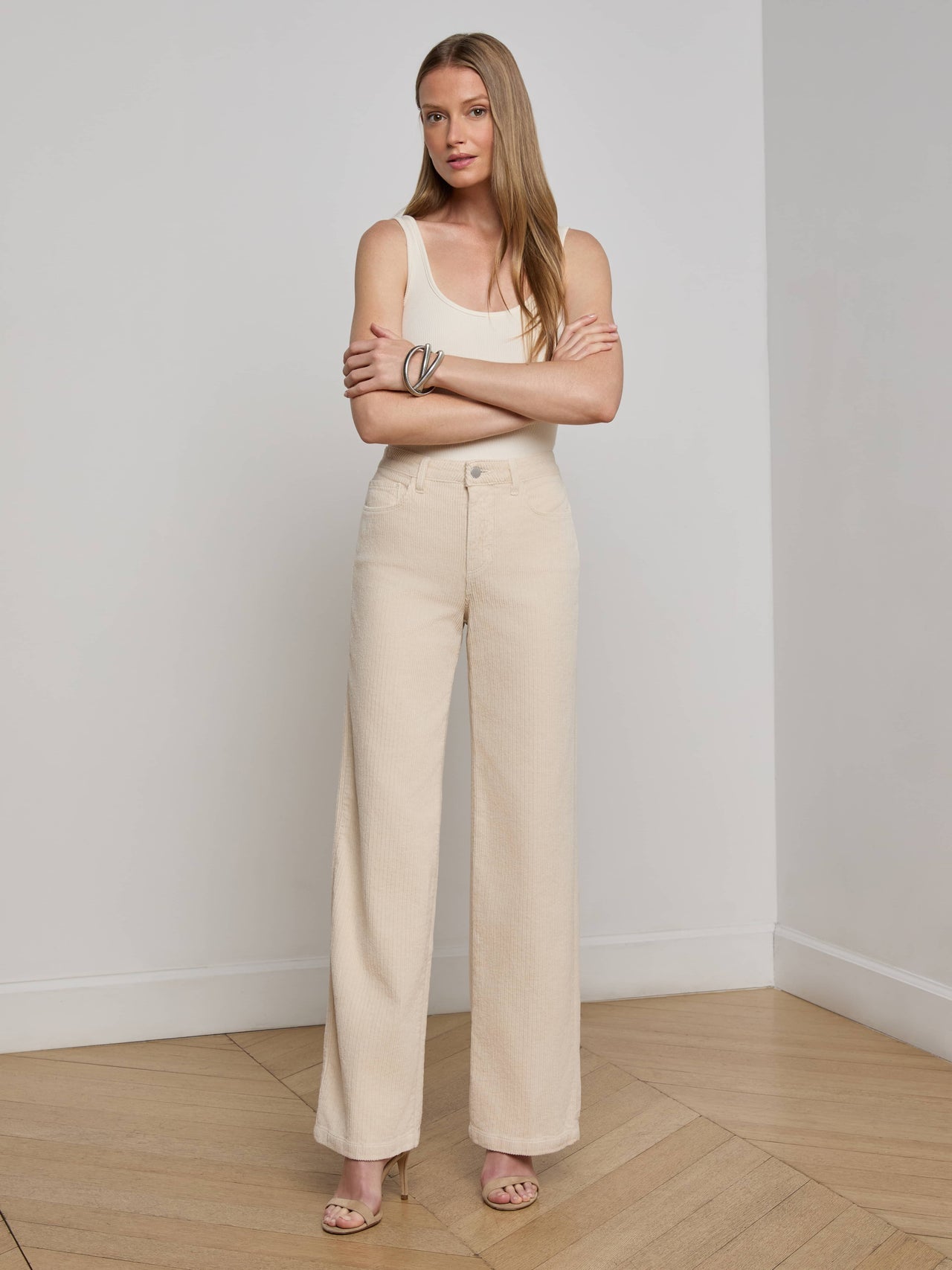 Scottie Corduroy Wide-Leg Jean in French Vanilla | L'AGENCE US