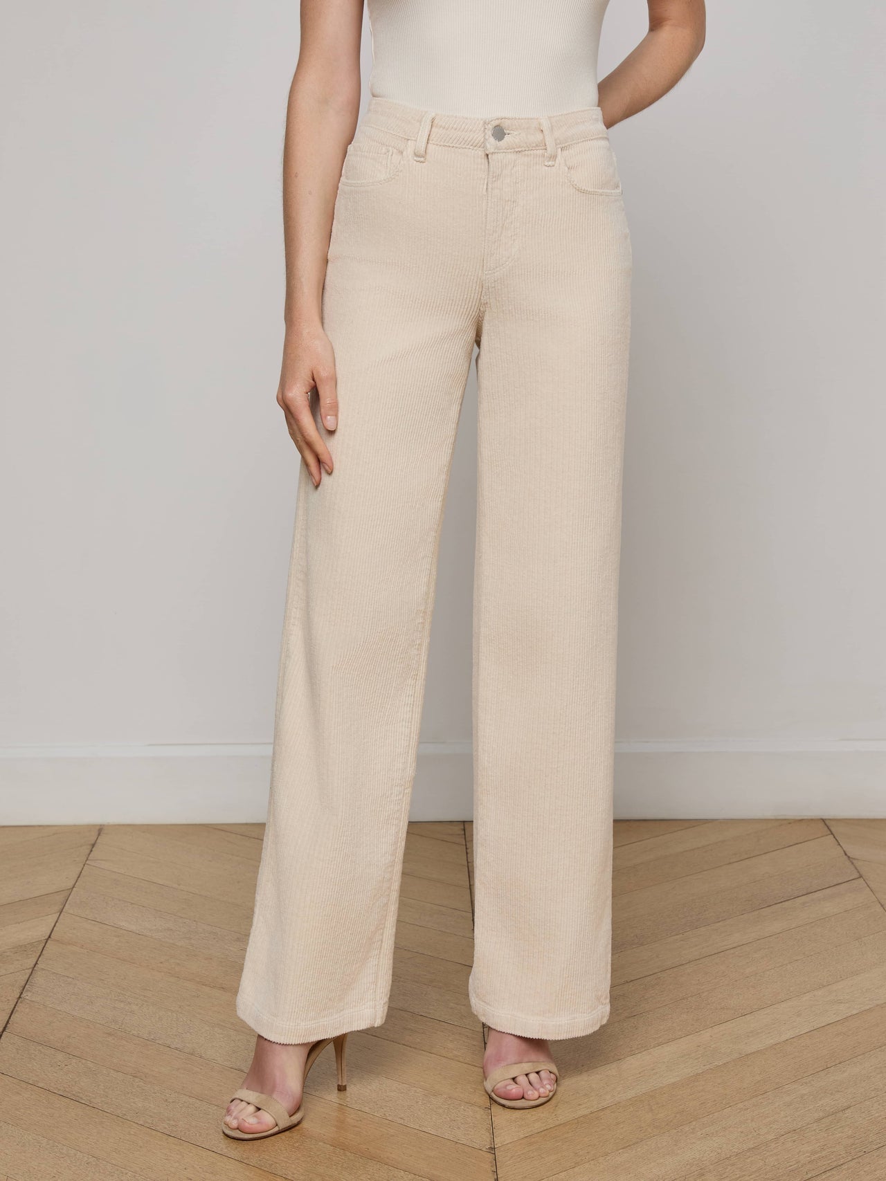 Scottie Corduroy Wide-Leg Jean in French Vanilla | L'AGENCE US