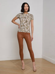 Ressi Fitted Tee in Smoke Grey/Gold Long Horn Chain | L'AGENCE discount
