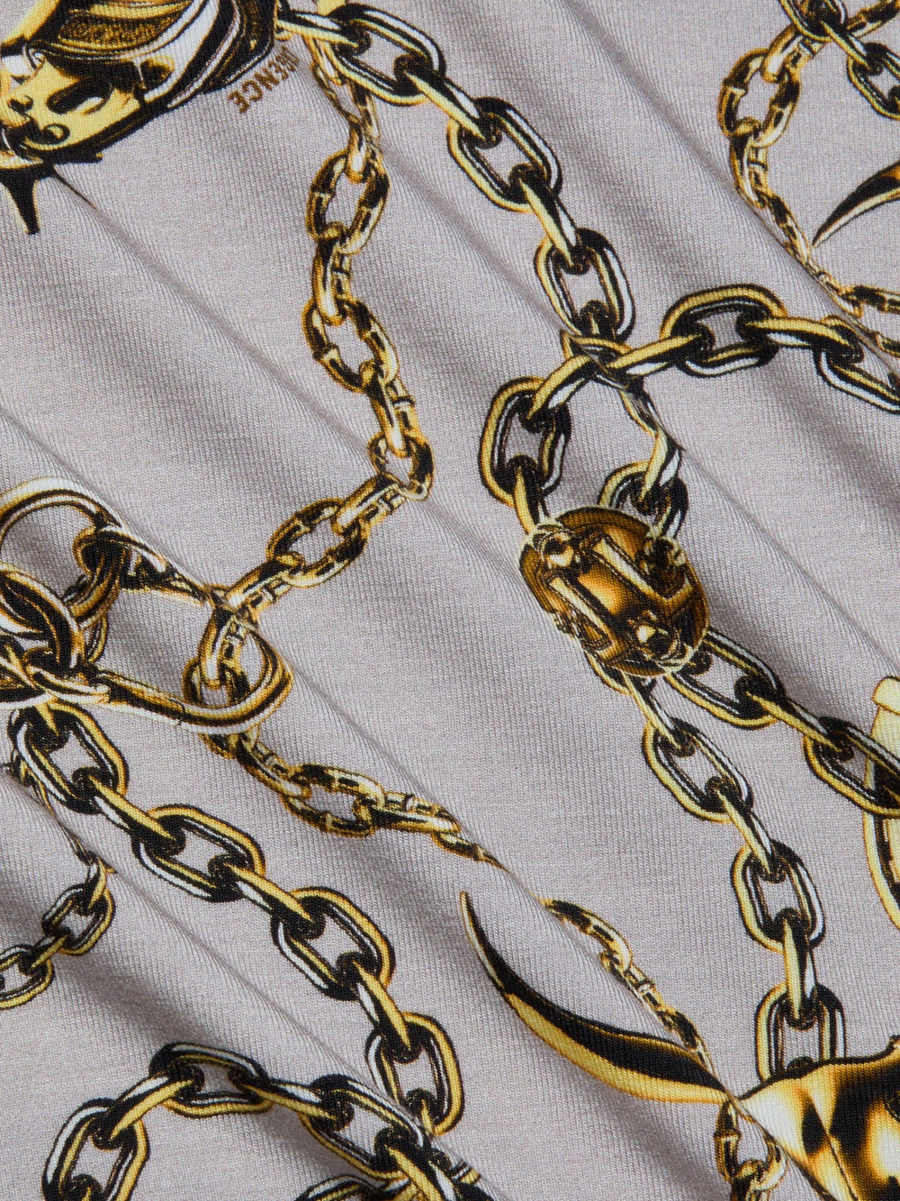 Ressi Fitted Tee in Smoke Grey/Gold Long Horn Chain | L'AGENCE discount