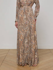 Patricia Maxi Skirt in Brown/Blue Valencia Leopard | L'AGENCE near me