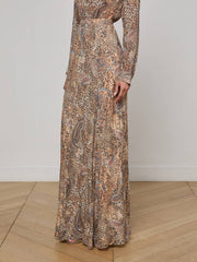 Patricia Maxi Skirt in Brown/Blue Valencia Leopard | L'AGENCE near me