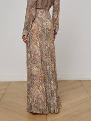 Patricia Maxi Skirt in Brown/Blue Valencia Leopard | L'AGENCE near me