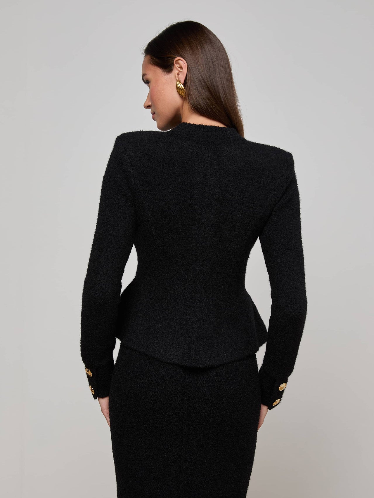 Melissa Knit Cardigan in Black/Gold | L'AGENCE for sale