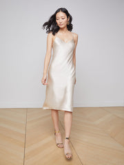 Jodie Silk Slip Dress in Champagne | L'AGENCE Women