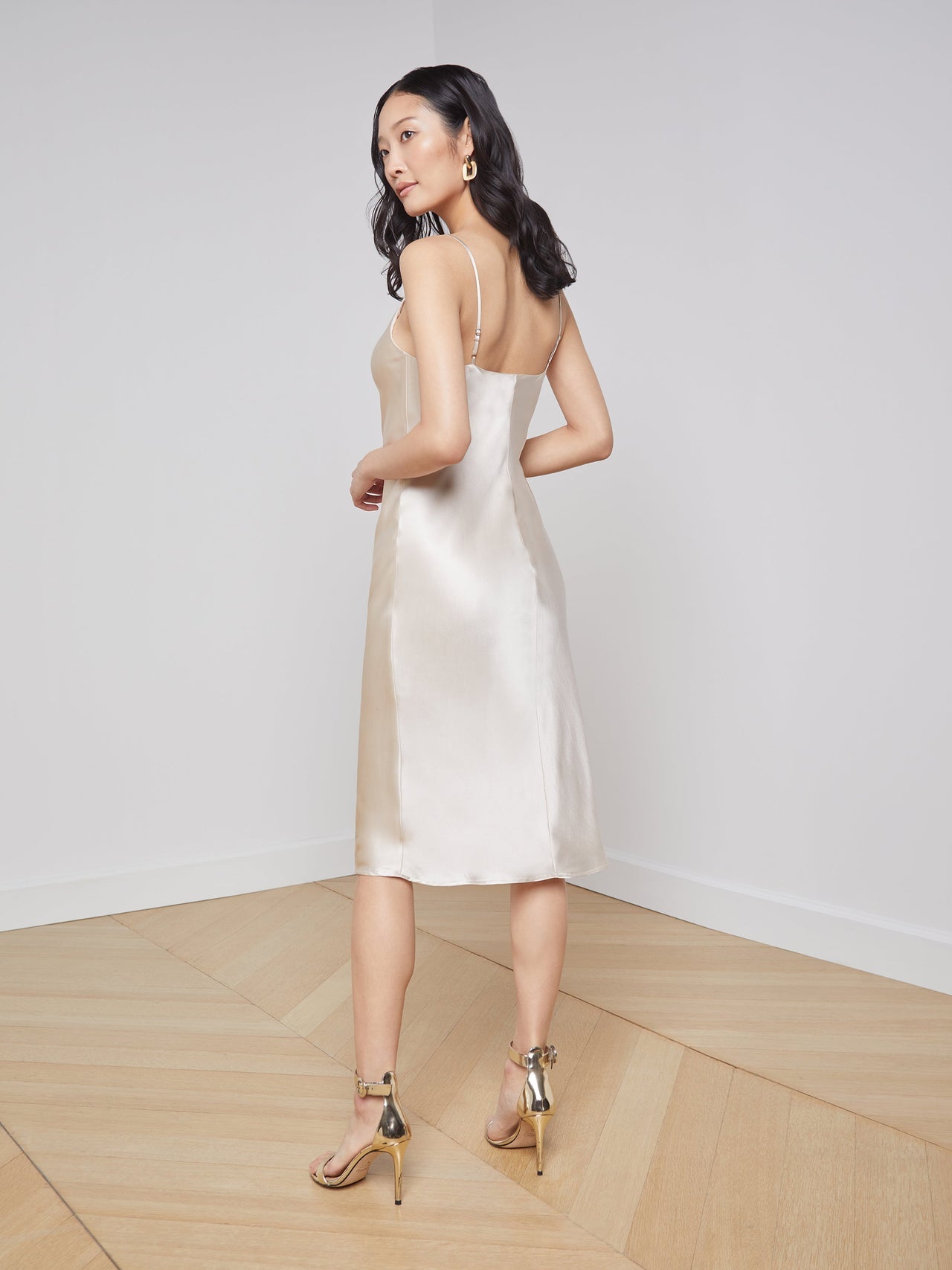 Jodie Silk Slip Dress in Champagne | L'AGENCE Women