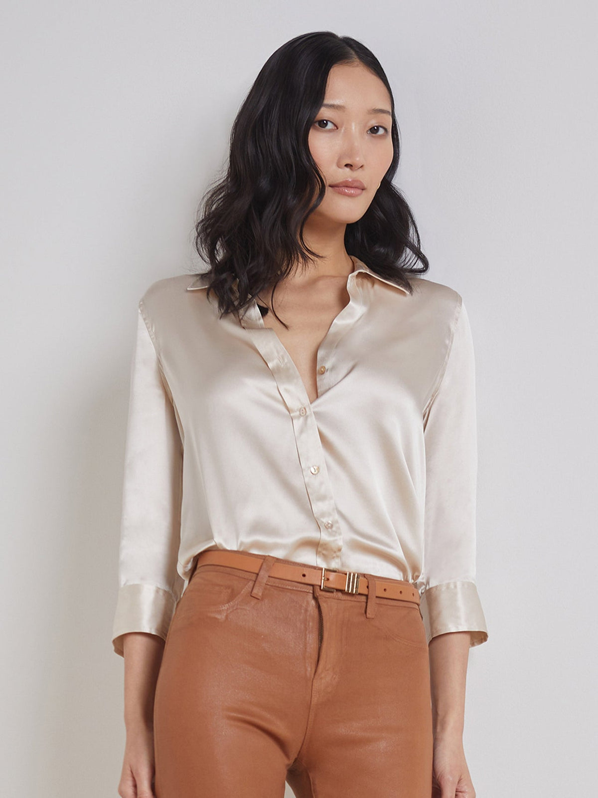 Dani Silk Blouse in Champagne | L'AGENCE online