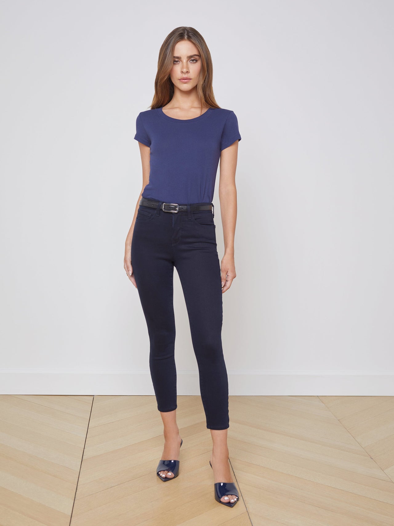 Cory Cotton Scoopneck Tee in Navy | L'AGENCE near me