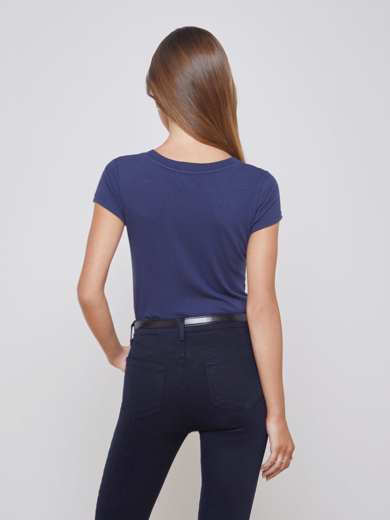 Cory Cotton Scoopneck Tee in Navy | L'AGENCE near me