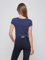 Cory Cotton Scoopneck Tee in Navy | L'AGENCE near me