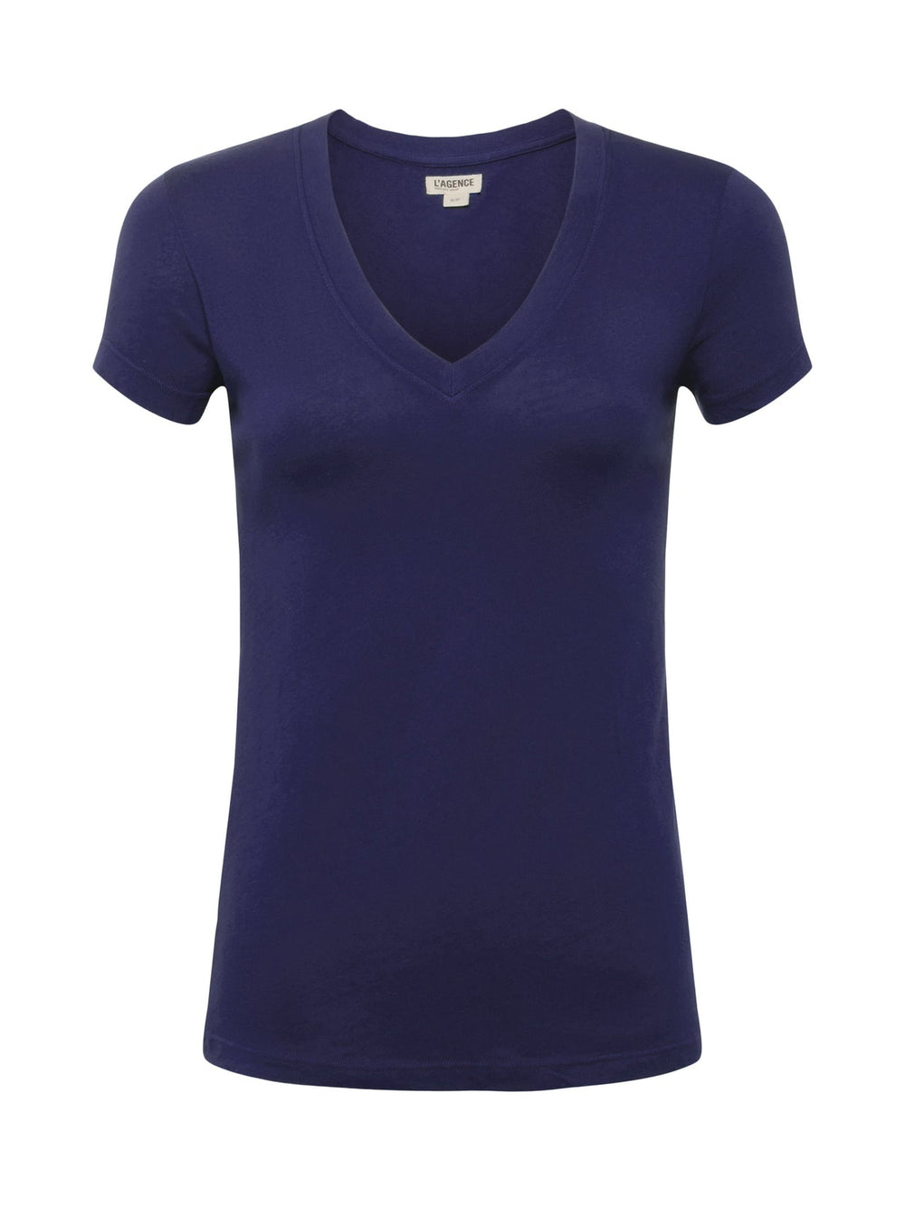 Becca Cotton V-Neck Tee in Navy | L'AGENCE online