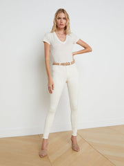 Becca Cotton V-Neck Tee in Vintage White | L'AGENCE Women