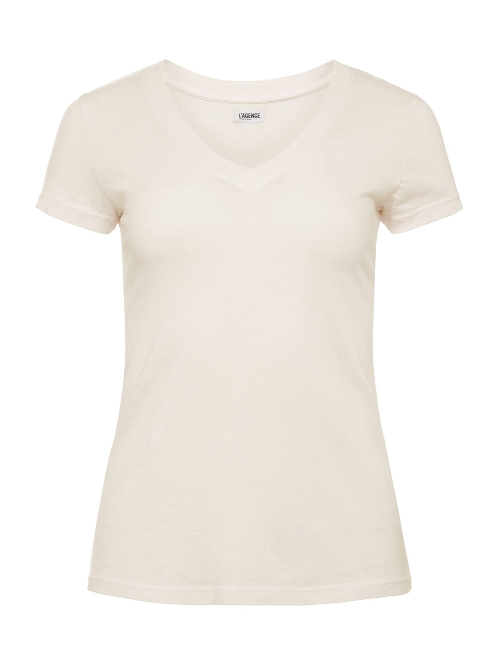 Becca Cotton V-Neck Tee in Vintage White | L'AGENCE Women