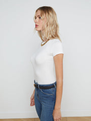 Ressi Fitted Crewneck Tee in White | L'AGENCE US