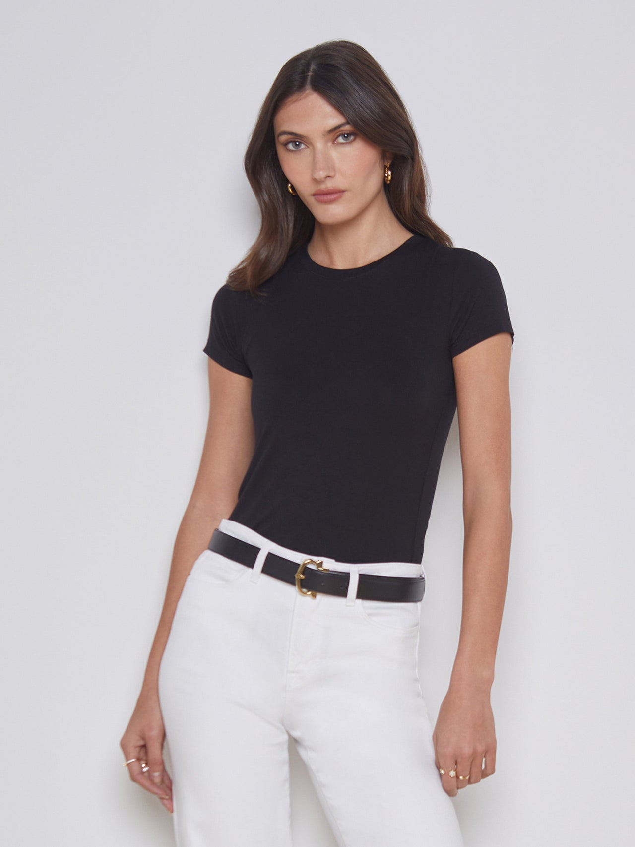 Ressi Fitted Crewneck Tee in Black | L'AGENCE US