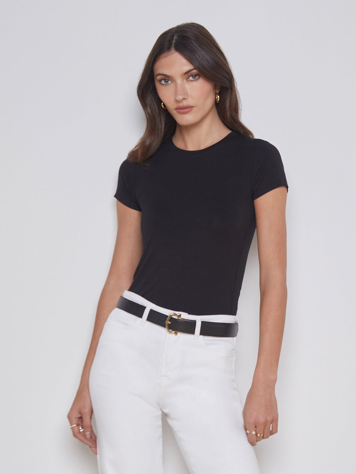 Ressi Fitted Crewneck Tee in Black | L'AGENCE US