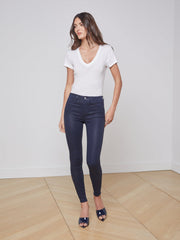 Becca Cotton V-Neck Tee in White | L'AGENCE near me
