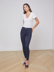 Becca Cotton V-Neck Tee in White | L'AGENCE near me