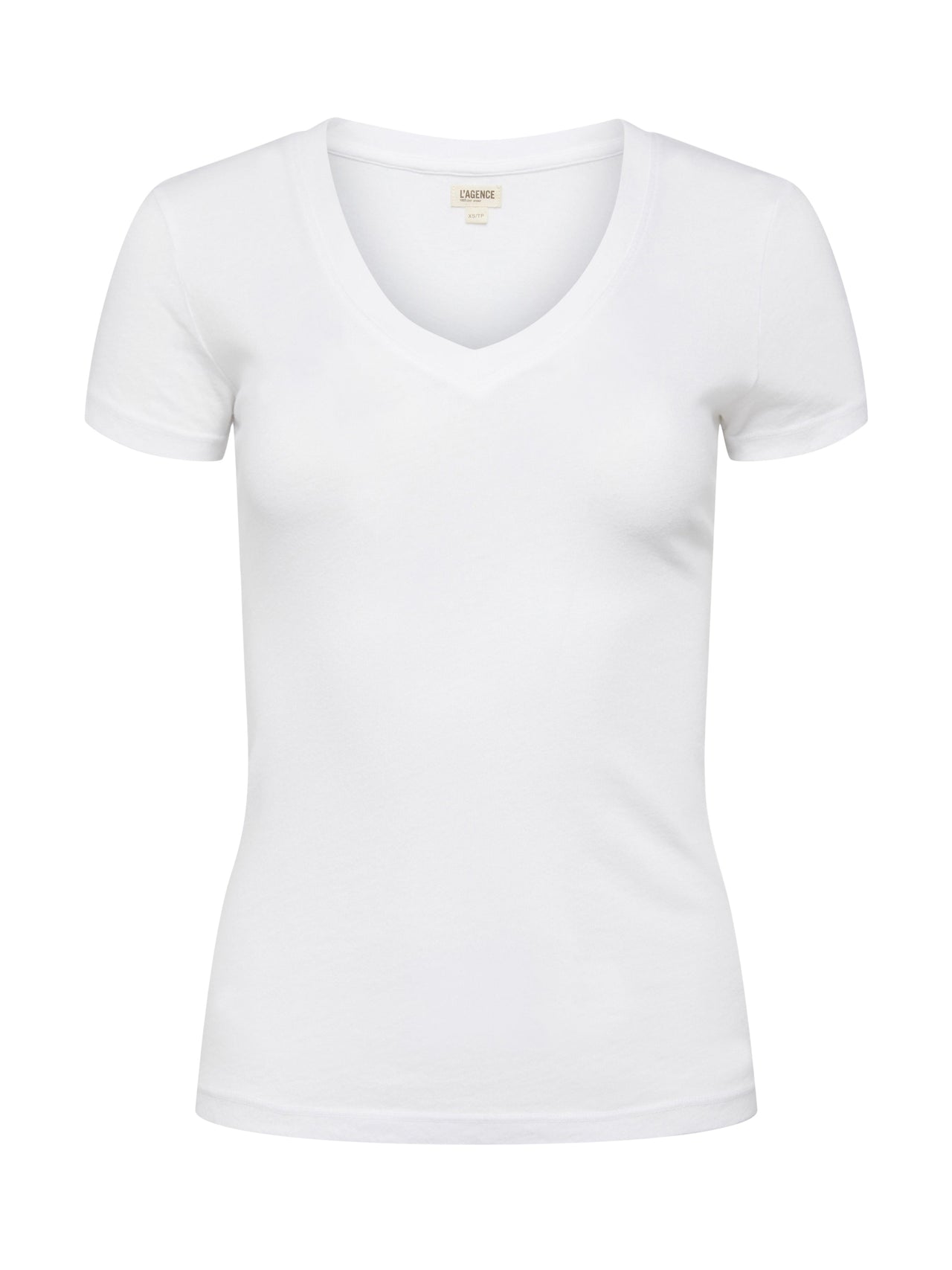 Becca Cotton V-Neck Tee in White | L'AGENCE near me