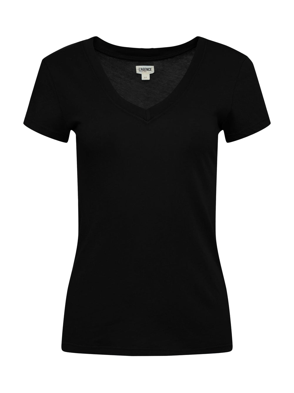 Becca Cotton V-Neck Tee in Black | L'AGENCE Women