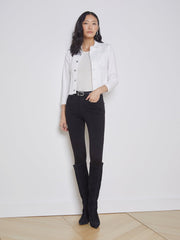 Janelle 3/4 Sleeve Jean Jacket in Blanc | L'AGENCE online