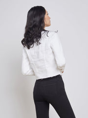 Janelle 3/4 Sleeve Jean Jacket in Blanc | L'AGENCE online