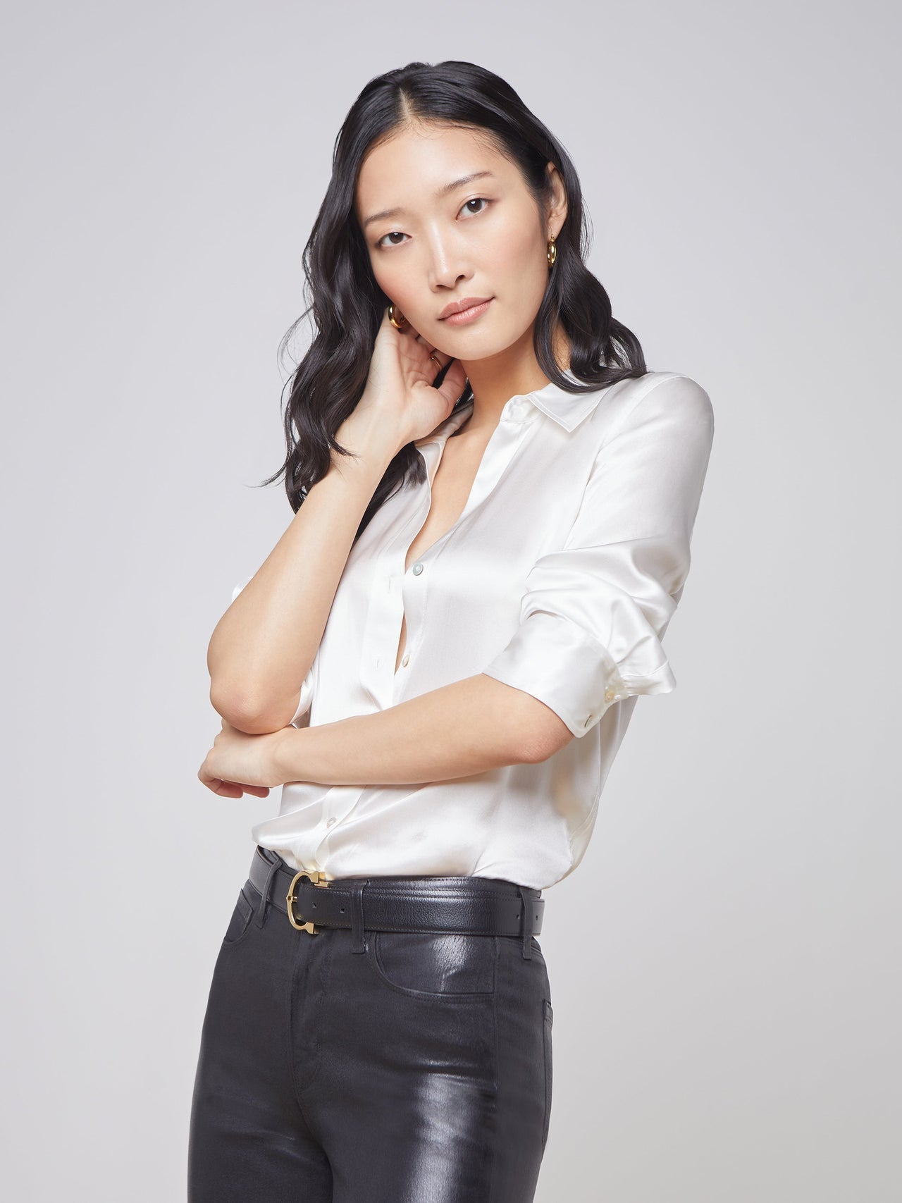 Dani Silk Blouse in Ivory | L'AGENCE discount