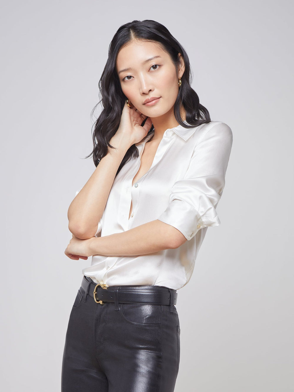 Dani Silk Blouse in Ivory | L'AGENCE discount