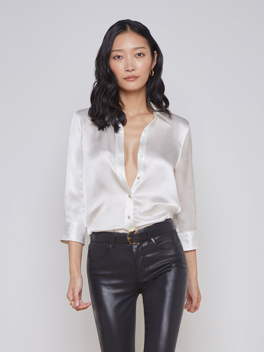 Dani Silk Blouse in Ivory | L'AGENCE discount