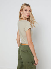 Cory Cotton Scoopneck Tee in Biscuit | L'AGENCE US