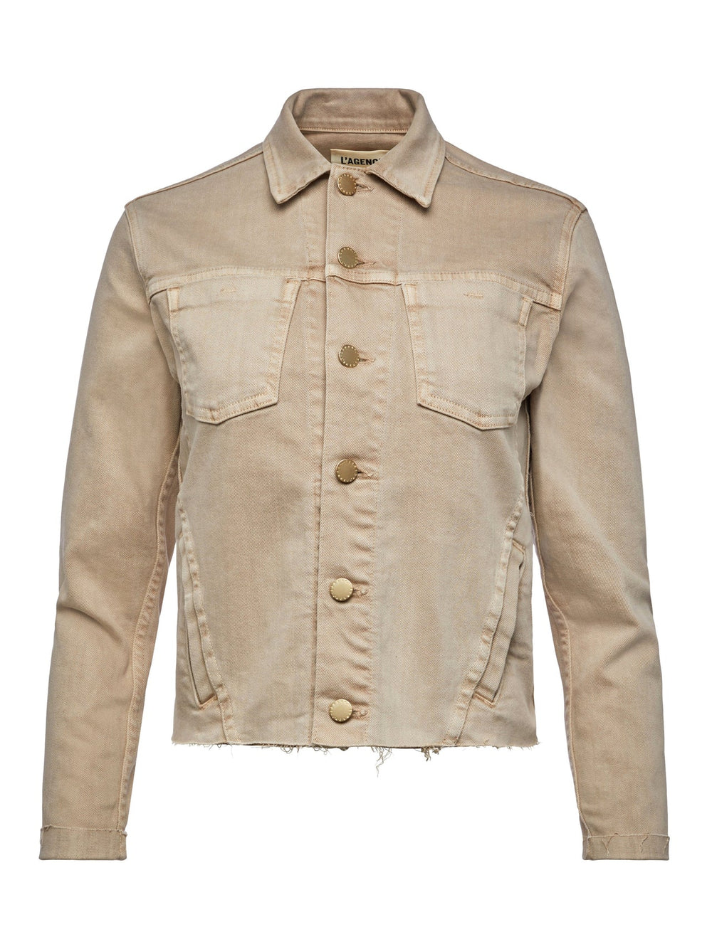 Janelle 3/4 Sleeve Jean Jacket in Biscuit | L'AGENCE near me
