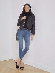Billie Belted Leather Jacket in Black | L'AGENCE discount