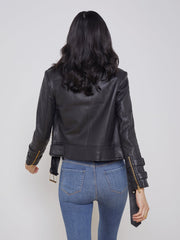 Billie Belted Leather Jacket in Black | L'AGENCE discount