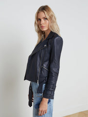 Billie Belted Leather Jacket in Midnight | L'AGENCE US