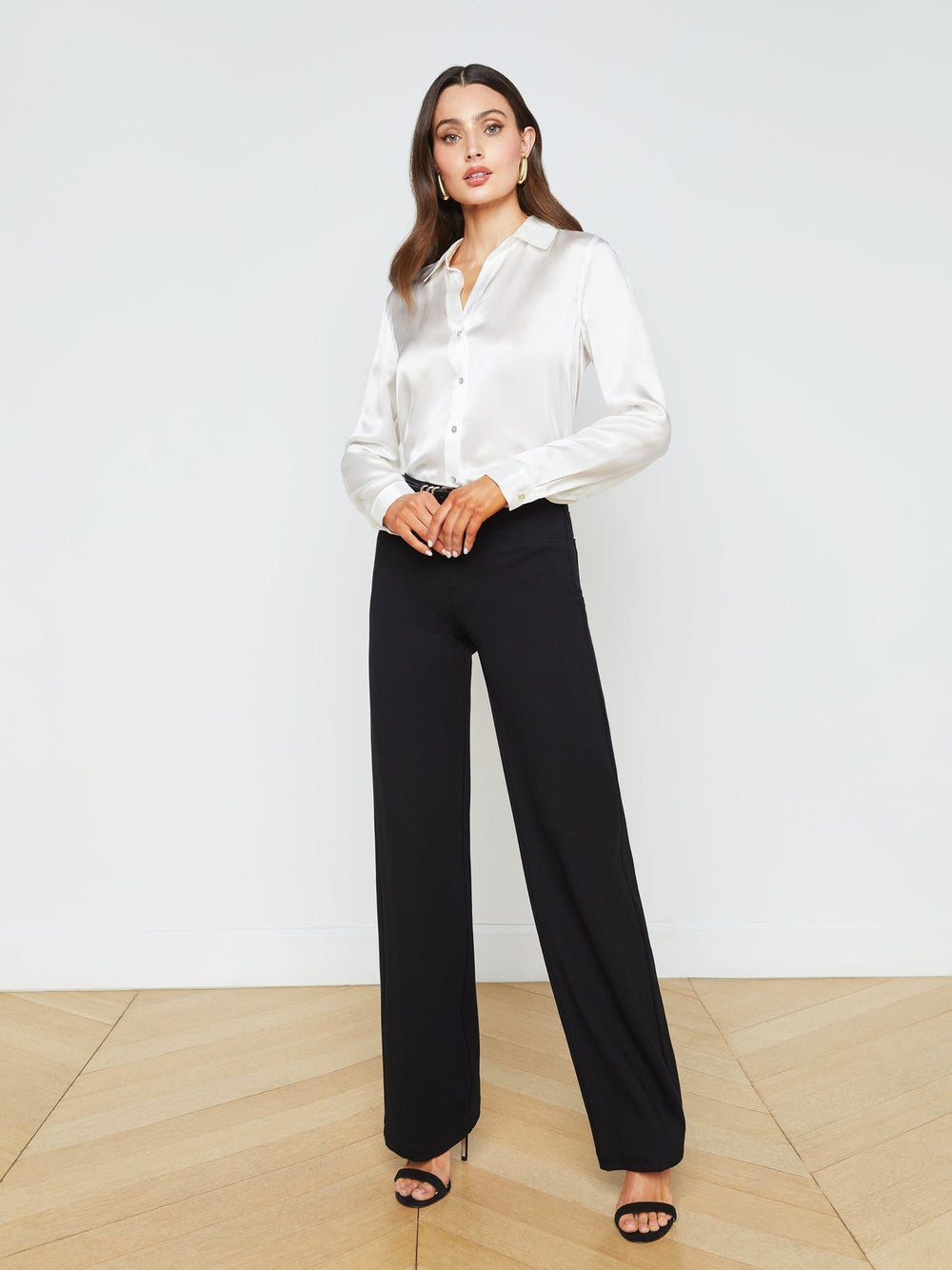 Tyler Long Sleeve Silk Blouse in Ivory | L'AGENCE US